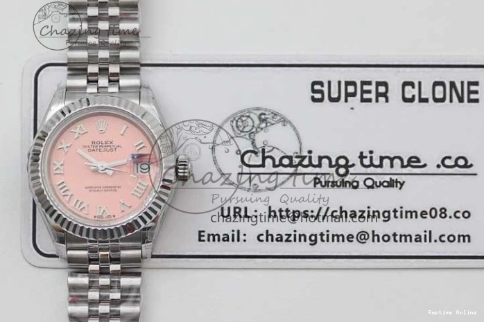 0403 ComfortFit Lady DateJust 28 SS TWF 1:1 Best Edition 904L Steel Pink Dial Roman Markers on President Bracelet NH 2183